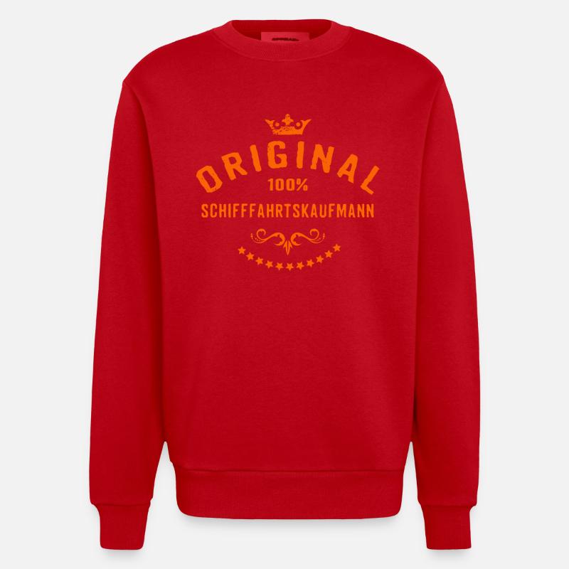 Original 100 Prozent Schifffahrtskaufmann - - Heavyweight Oversized Organic Crew Neck Made in EU - Rot