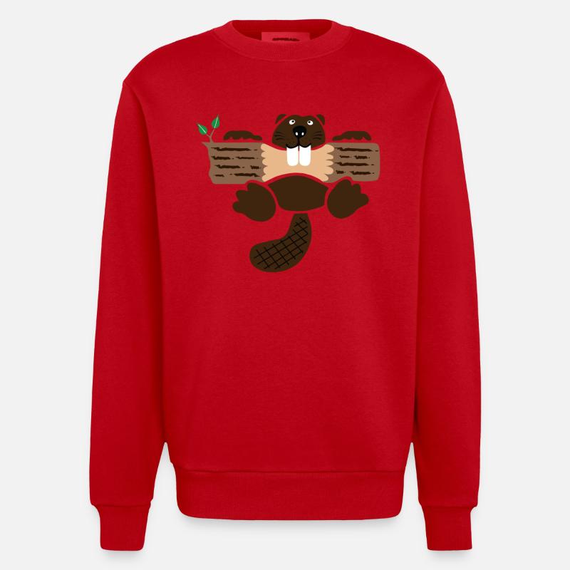castor arbre - Sweat bio épais oversize fabriqué en UE - rouge
