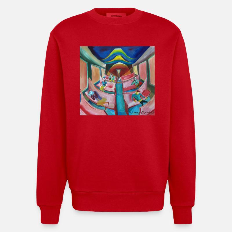 train à la nuit 3 - Sweat bio épais oversize fabriqué en UE - rouge