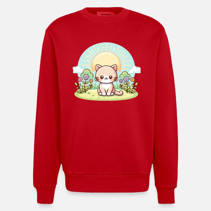 chat mignon - Sweat bio épais oversize fabriqué en UE - rouge