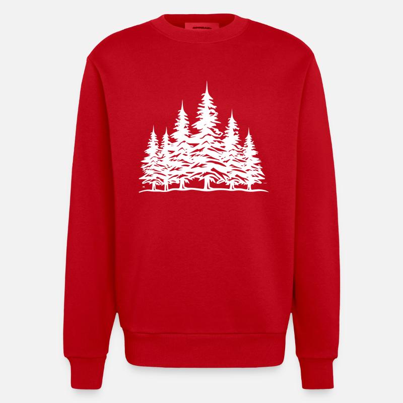 Wald Bäume - Heavyweight Oversized Organic Crew Neck Made in EU - Rot