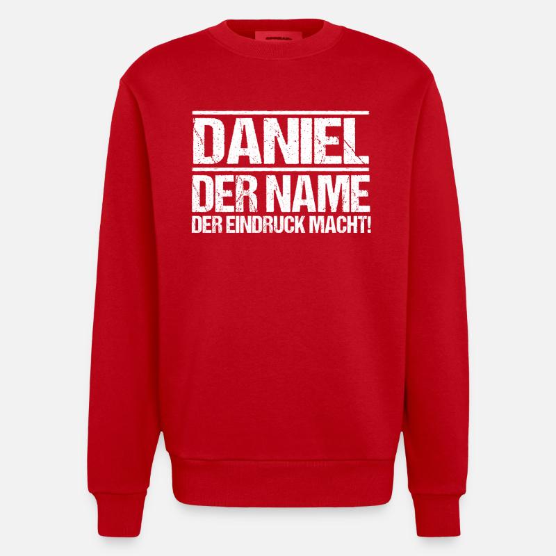 First name Daniel - Heavyweight Oversized Organic Crew Neck Made in EU - red