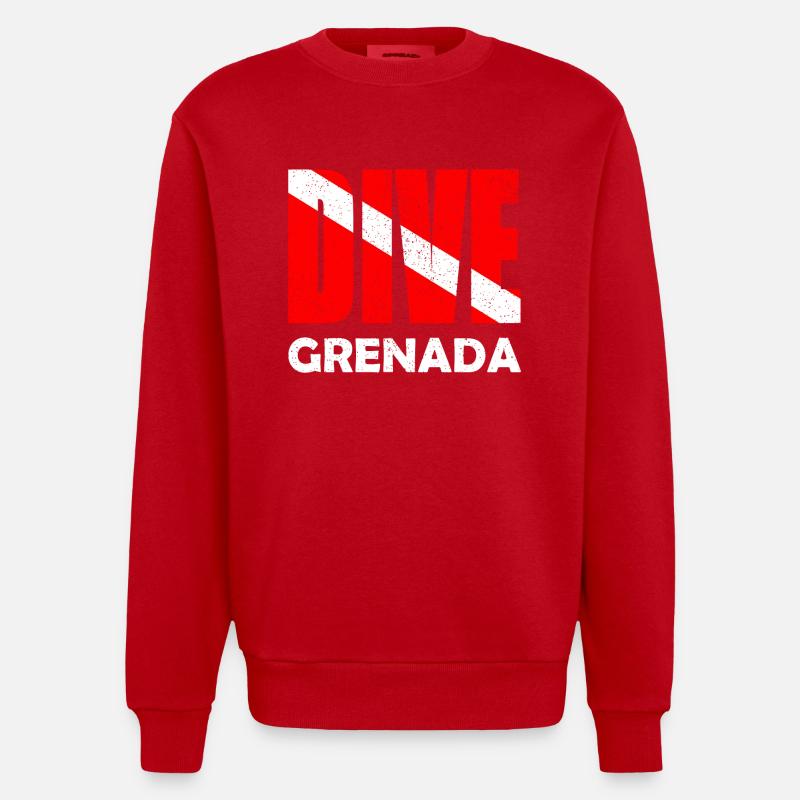 Plongée Grenade - Karibik - Caraïbes - Antilles - Sweat bio épais oversize fabriqué en UE - rouge