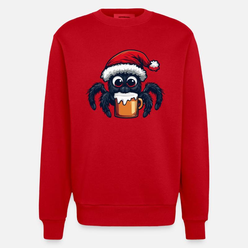 Bière de Noël Spider Tarantula - Sweat bio épais oversize fabriqué en UE - rouge