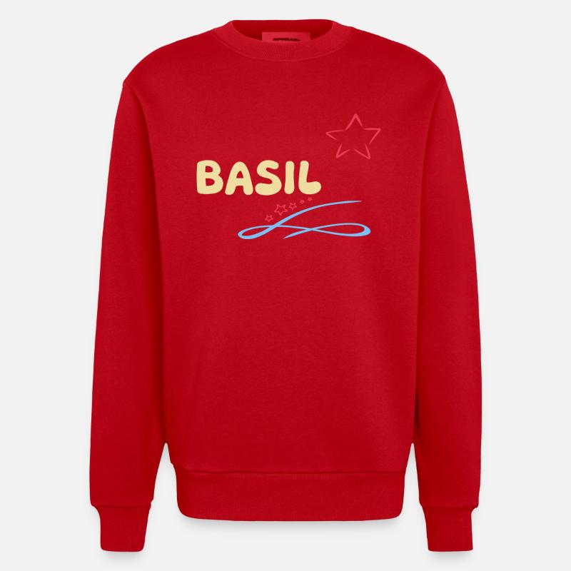 Geschenk Basil - Heavyweight Oversized Organic Crew Neck Made in EU - Rot