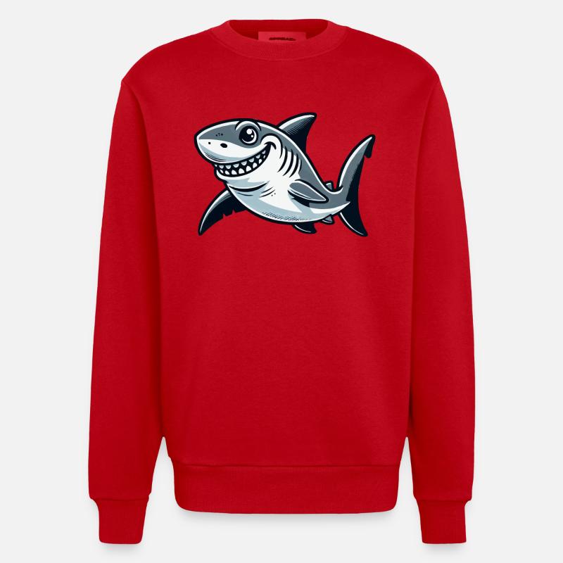 Shark Comic - Heavyweight Oversized Organic Crew Neck Made in EU - red