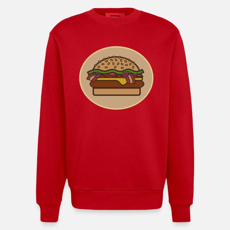 Cheeseburger - Sweat bio épais oversize fabriqué en UE - rouge
