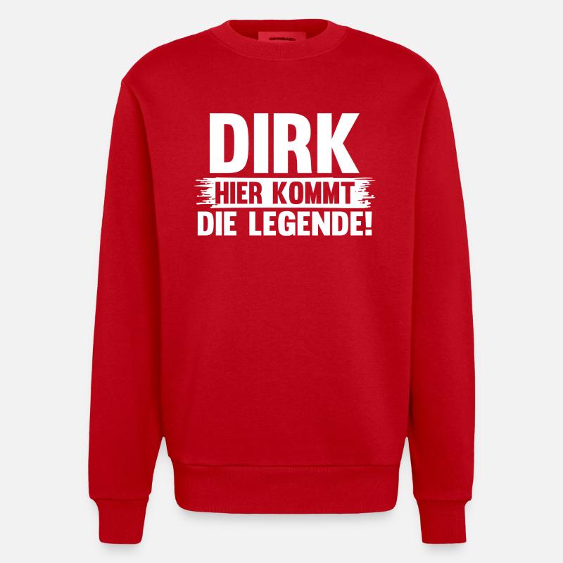 First name Dirk - Heavyweight Oversized Organic Crew Neck Made in EU - red