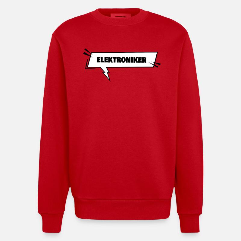 Gift for Electronics Technician - Heavyweight Oversized Organic Crew Neck Made in EU - red