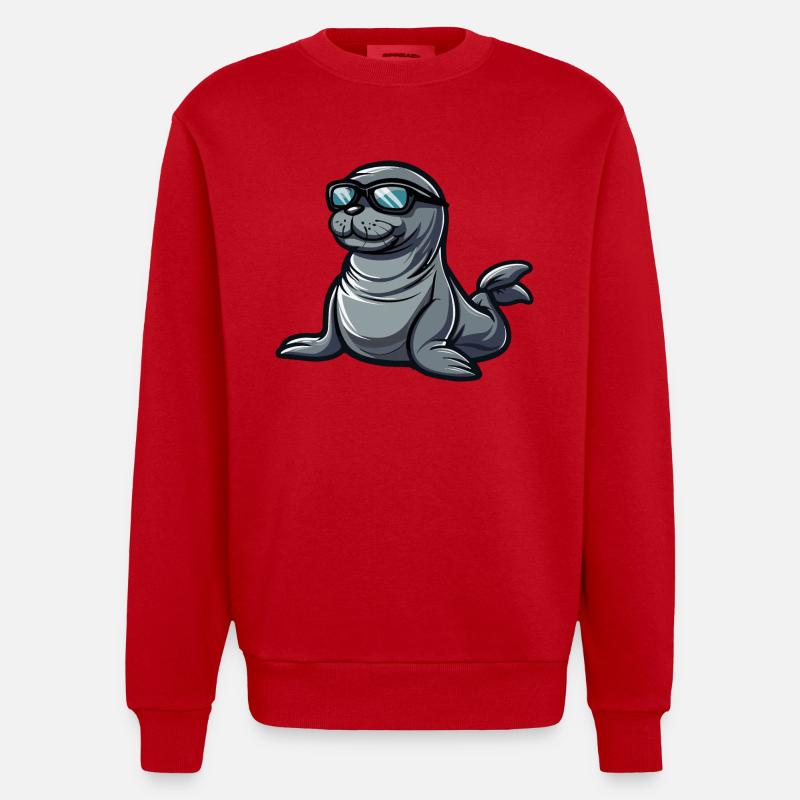 Robbe Tier Comic Cool - Heavyweight Oversized Organic Crew Neck Made in EU - Rot