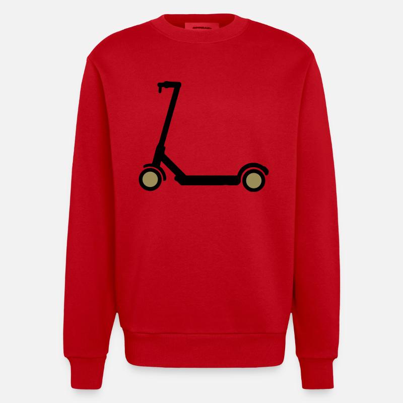 E-Scooter Eroller Comicdesign Geschenkidee - Heavyweight Oversized Organic Crew Neck Made in EU - Rot