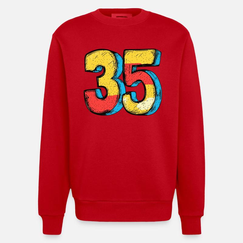 Bande dessinée à 35 numéros - Sweat bio épais oversize fabriqué en UE - rouge
