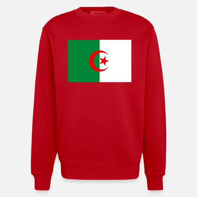 Drapeau de l'Algérie - Sweat bio épais oversize fabriqué en UE - rouge
