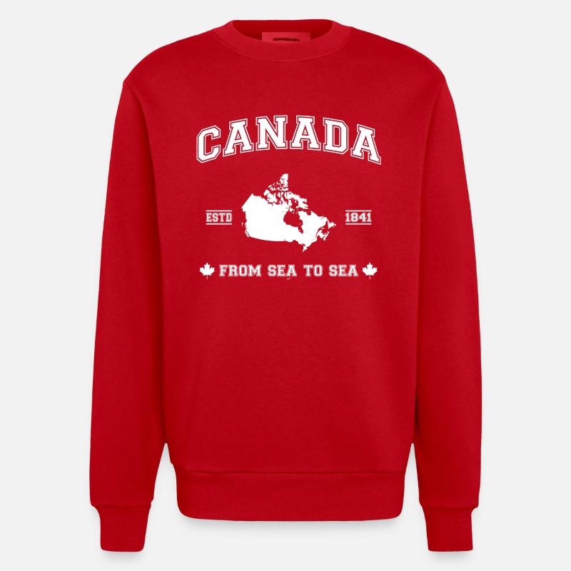 Canada map - Heavyweight Oversized Organic Crew Neck Made in EU - red