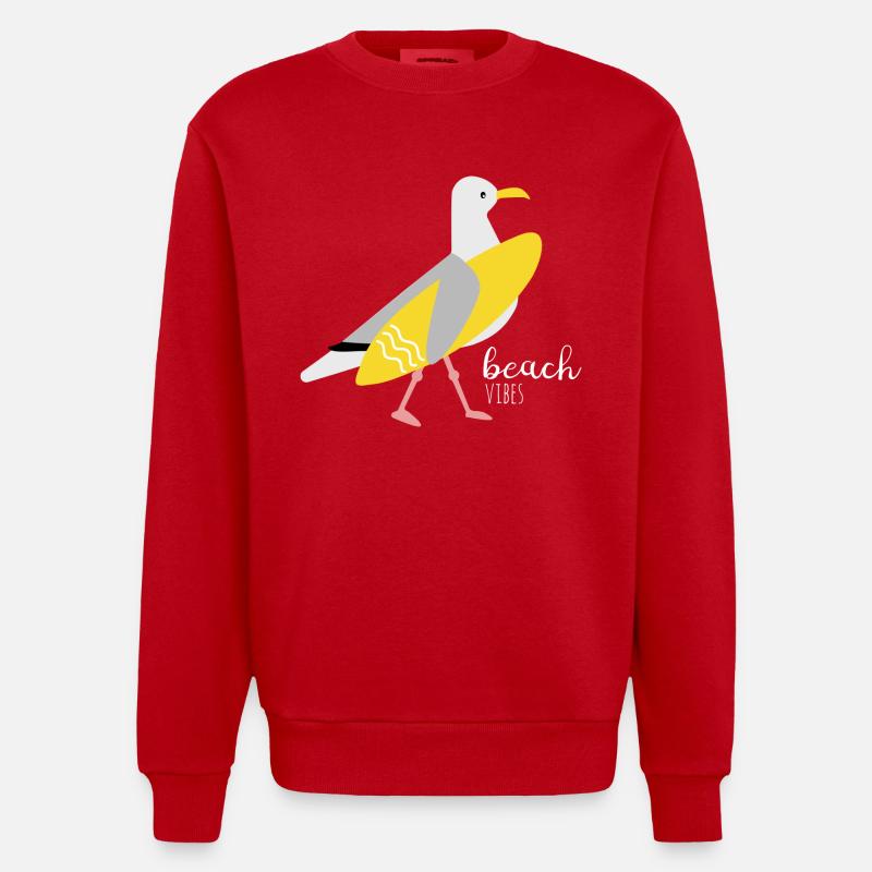 Surfer Möwe - Heavyweight Oversized Organic Crew Neck Made in EU - Rot