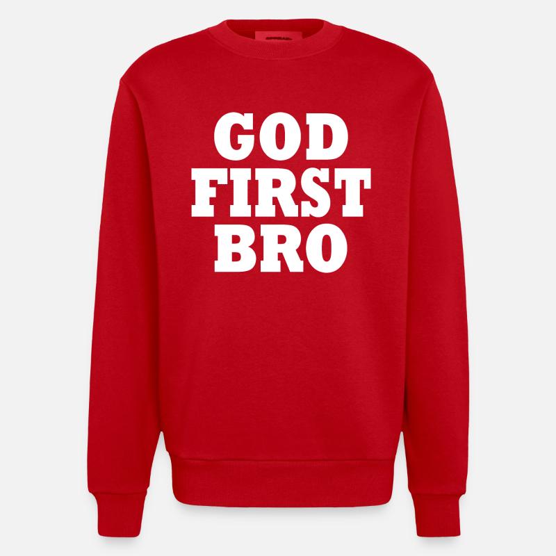 God first bro - Heavyweight Oversized Organic Crew Neck Made in EU - red