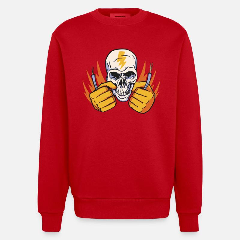 Elektriker Beruf Design - Heavyweight Oversized Organic Crew Neck Made in EU - Rot