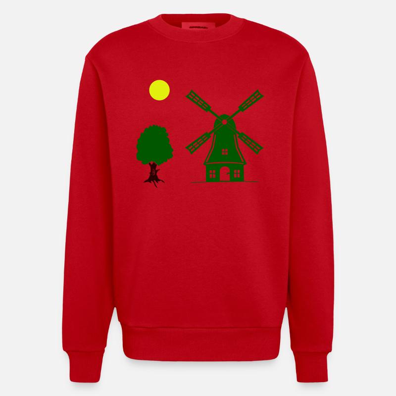 Arbre du moulin à vent - Sweat bio épais oversize fabriqué en UE - rouge