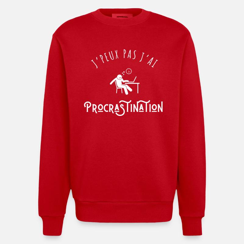 I can't I procrastination - Heavyweight Oversized Organic Crew Neck Made in EU - red