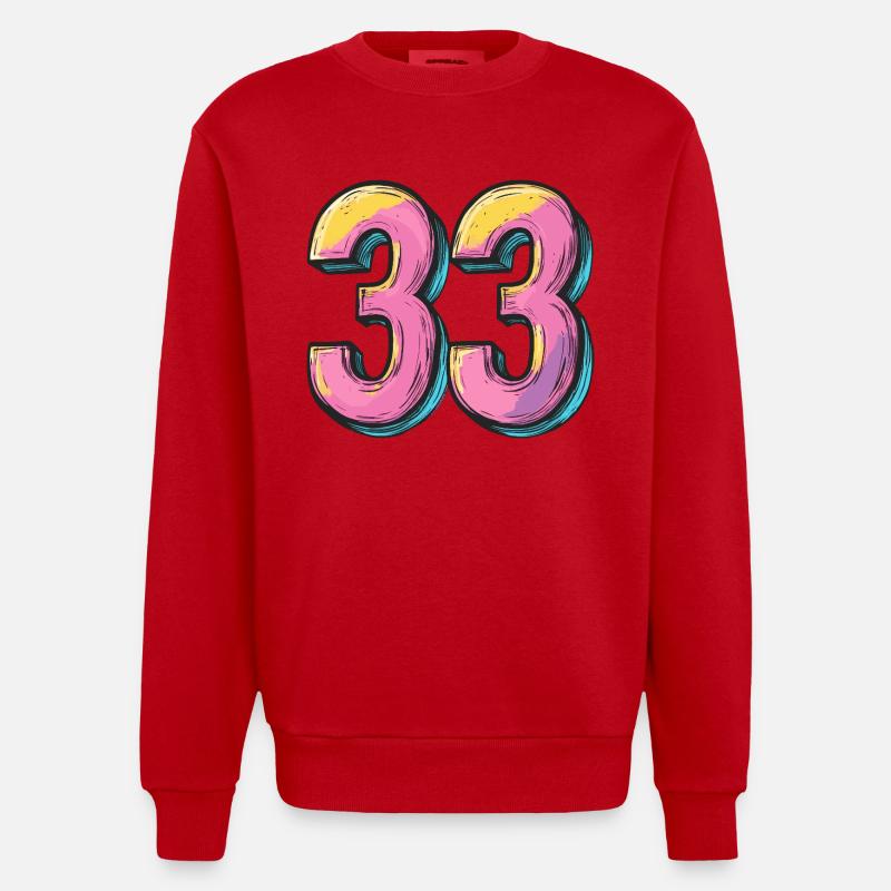 Bande dessinée à 33 numéros - Sweat bio épais oversize fabriqué en UE - rouge
