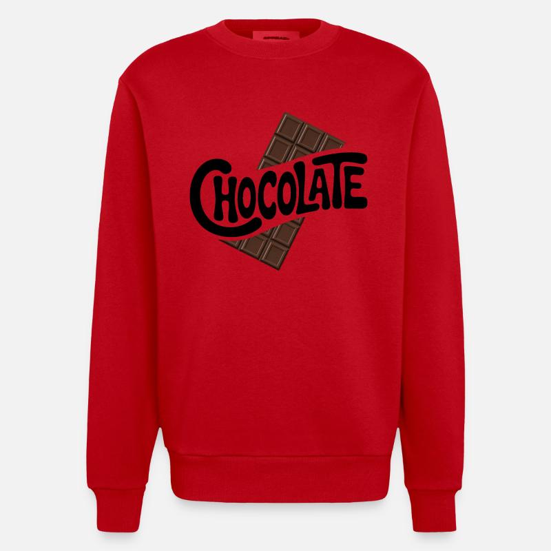 Chocolat - Cool Sweets Logo - Sweat bio épais oversize fabriqué en UE - rouge