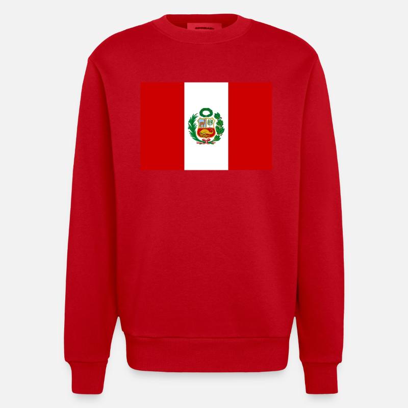 Pérou drapeau bannière - Sweat bio épais oversize fabriqué en UE - rouge