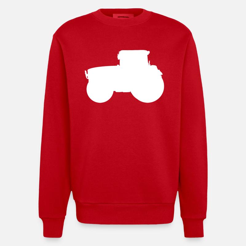 Traktor Trecker Ackerschlepper Schlepper - Heavyweight Oversized Organic Crew Neck Made in EU - Rot