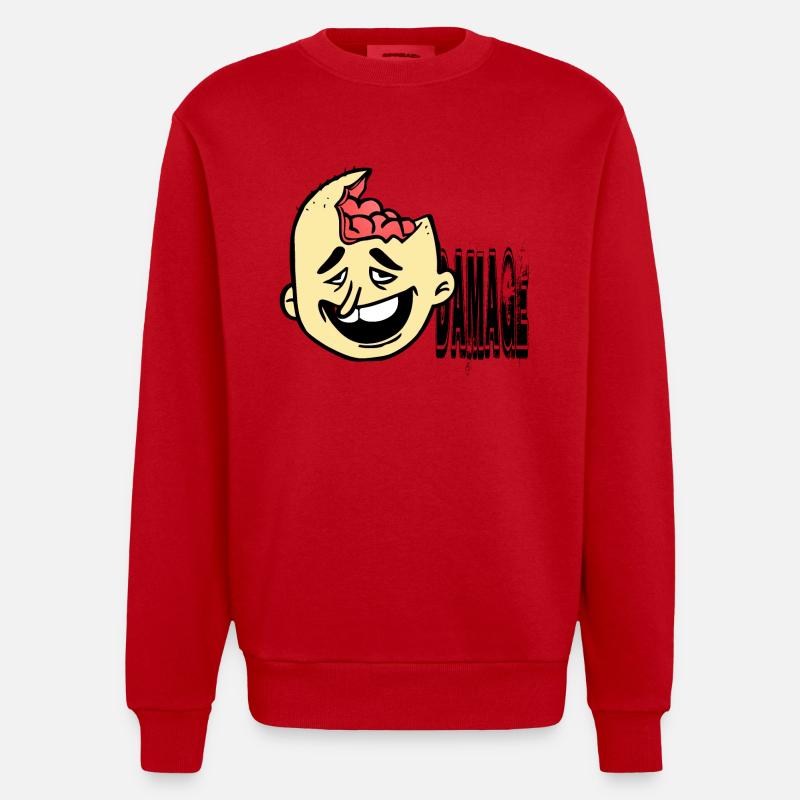 Dumm behindert Idiot - Heavyweight Oversized Organic Crew Neck Made in EU - Rot