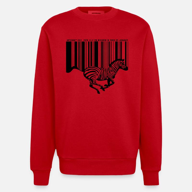 Zebra-Barcode - Heavyweight Oversized Organic Crew Neck Made in EU - Rot