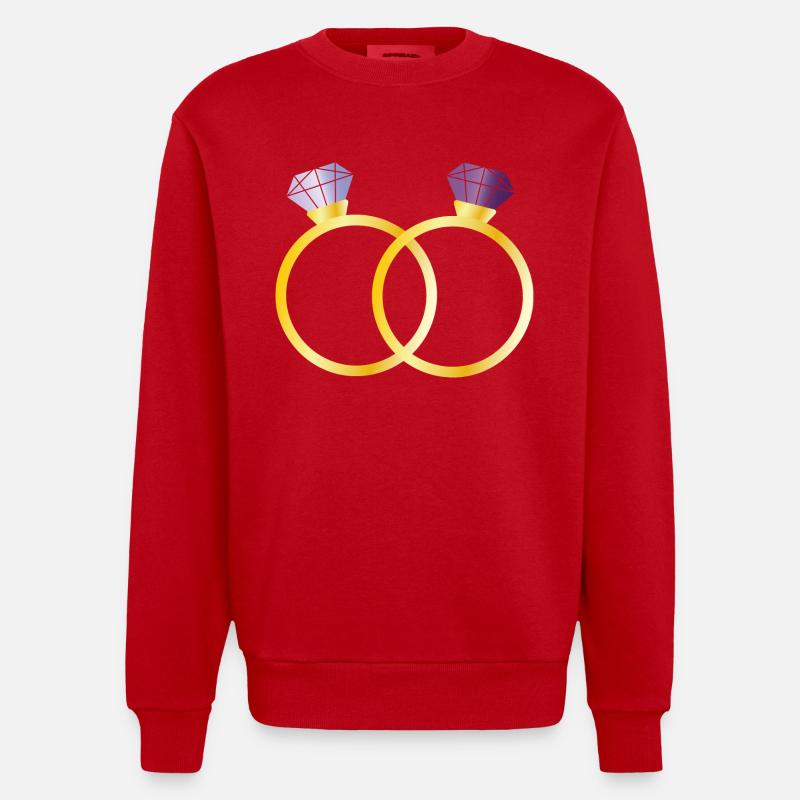 Deux bagues avec diamants violets - Sweat bio épais oversize fabriqué en UE - rouge