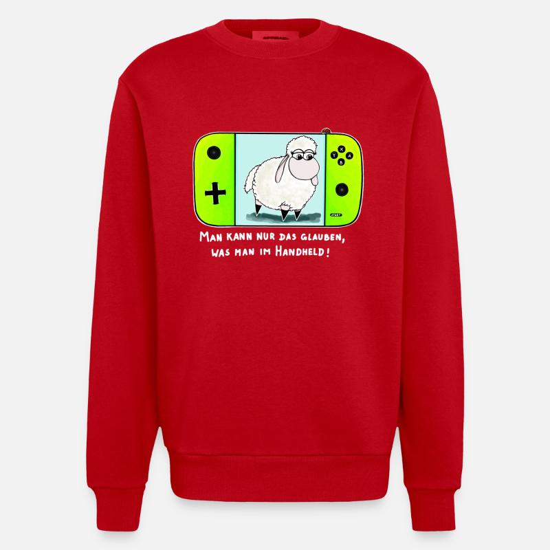 Wolly Sheepling der Handheld - Heavyweight Oversized Organic Crew Neck Made in EU - Rot