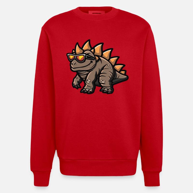 Dinosaurier stegosaurus Comic Cool - Heavyweight Oversized Organic Crew Neck Made in EU - Rot