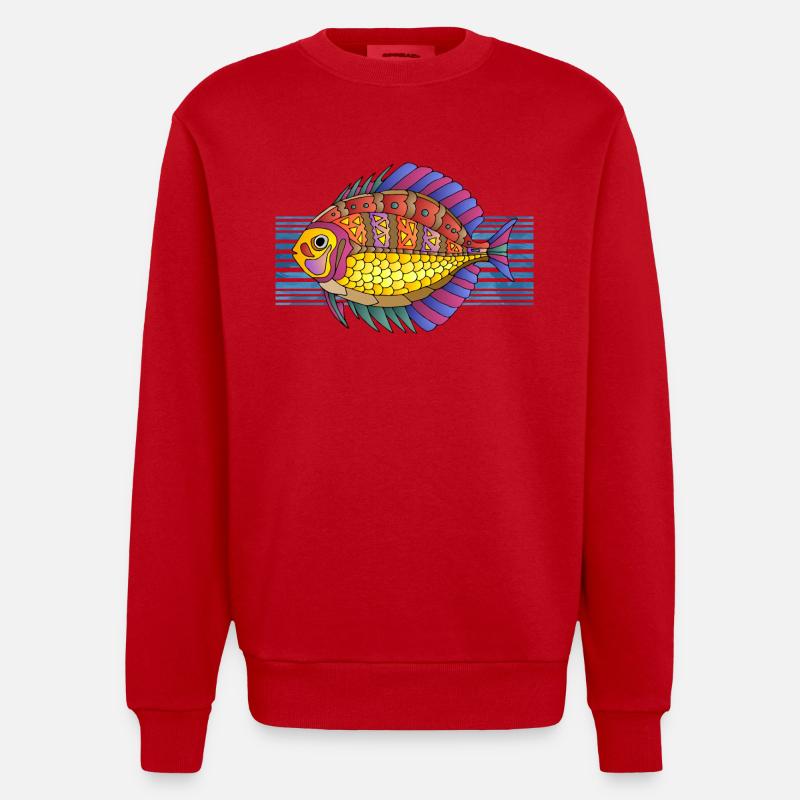 Fisch - Heavyweight Oversized Organic Crew Neck Made in EU - Rot