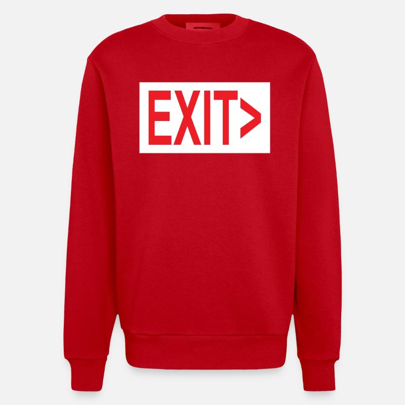 Exit / Exit / Emergency Exit - Heavyweight Oversized Organic Crew Neck Made in EU - red