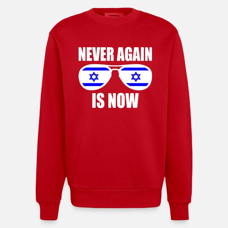 Never again is now - Sweat bio épais oversize fabriqué en UE - rouge