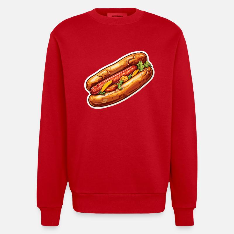 Bratwurst in a bun - Heavyweight Oversized Organic Crew Neck Made in EU - red