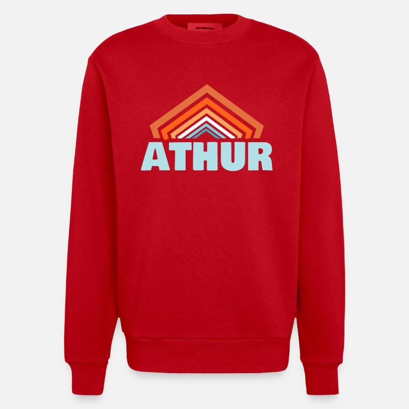 Athur as a given name - Heavyweight Oversized Organic Crew Neck Made in EU - red