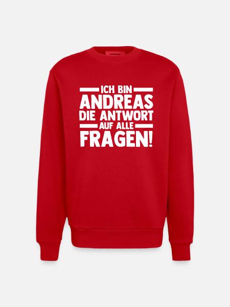 First name Andreas - Heavyweight Oversized Organic Crew Neck Made in EU - red