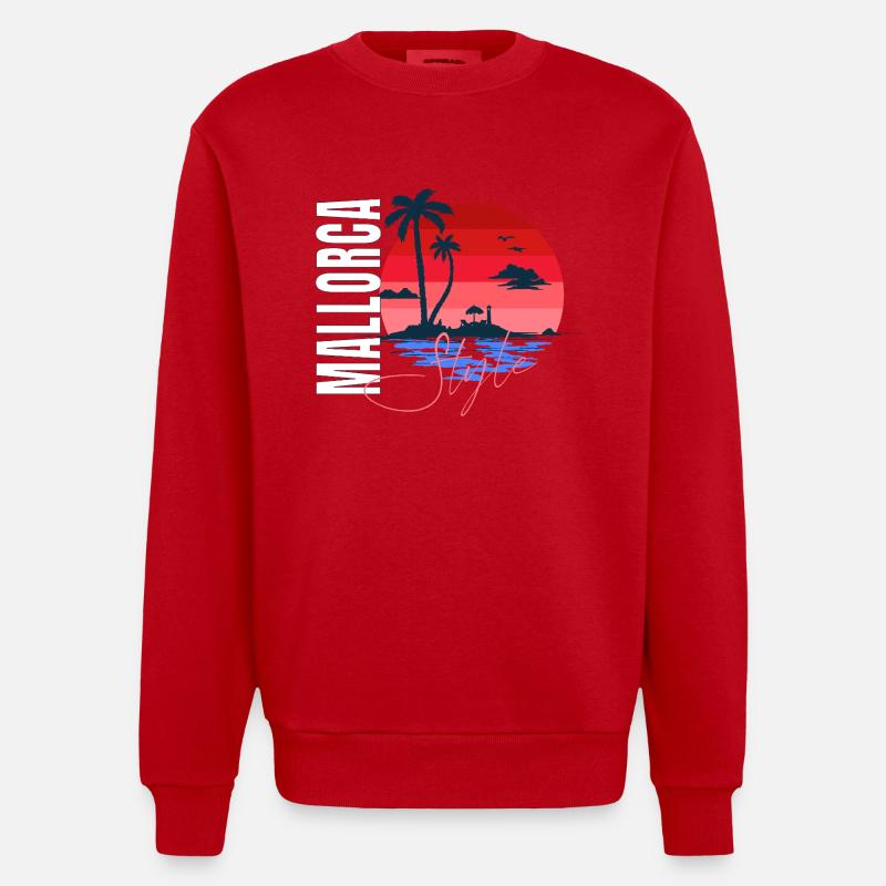 Mallorca Style – Sunset Vibes - Heavyweight Oversized Organic Crew Neck Made in EU - Rot