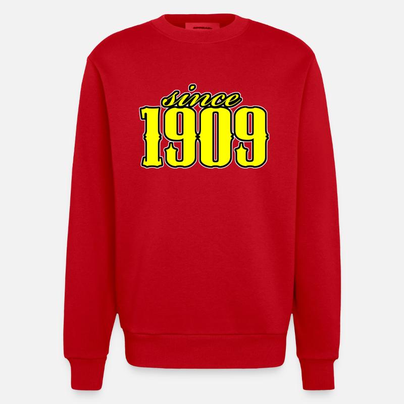 depuis 1909 (jaune) - Sweat bio épais oversize fabriqué en UE - rouge