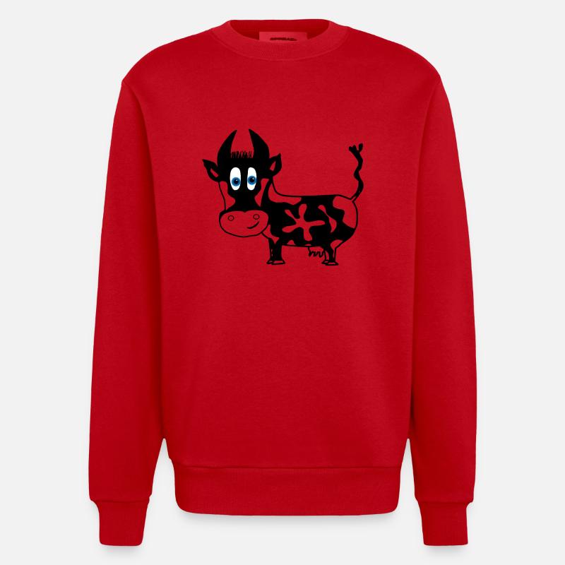 Kuh schwarz Flecken Tier Geschenkidee - Heavyweight Oversized Organic Crew Neck Made in EU - Rot