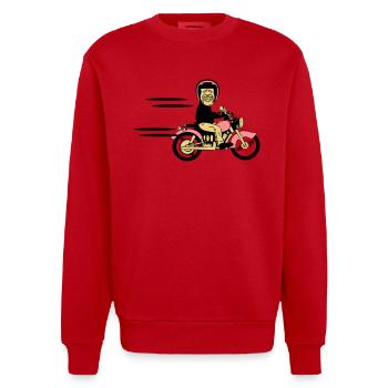 motorcycle funny - Heavyweight Oversized Organic Crew Neck Made in EU - red - Front - AI Model Female 172 light (172cm) & AI Model Male 178 light (178cm)