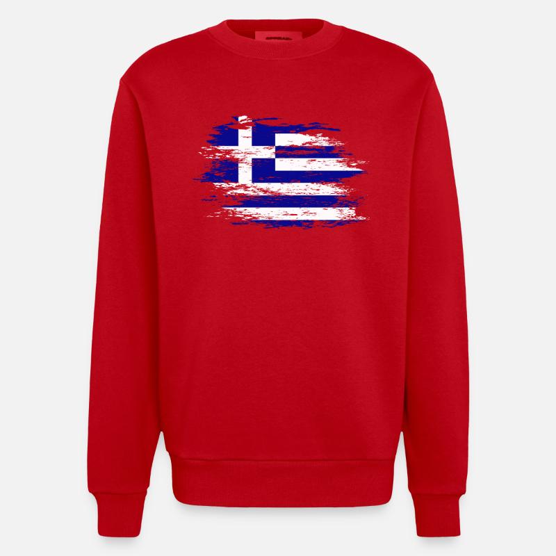 Drapeau de la Grèce utilisé - Sweat bio épais oversize fabriqué en UE - rouge