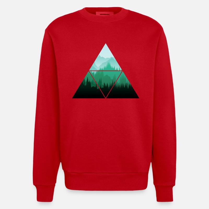 Forest Triangle Tree - Heavyweight Oversized Organic Crew Neck Made in EU - red