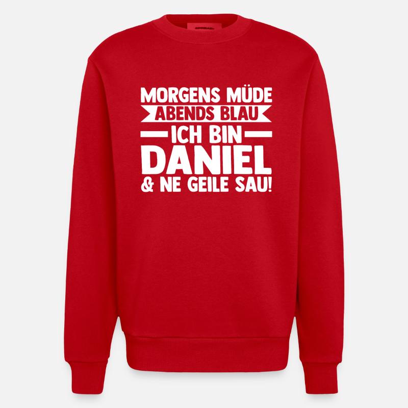 First name Daniel - Heavyweight Oversized Organic Crew Neck Made in EU - red