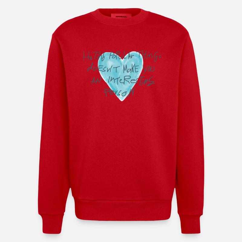 Herz mit Statement - Heavyweight Oversized Organic Crew Neck Made in EU - Rot
