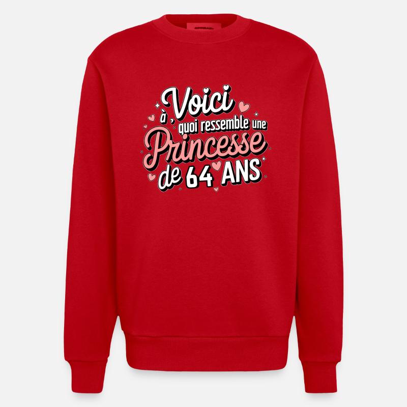 Princesse de 64 Ans - Sweat bio épais oversize fabriqué en UE - rouge