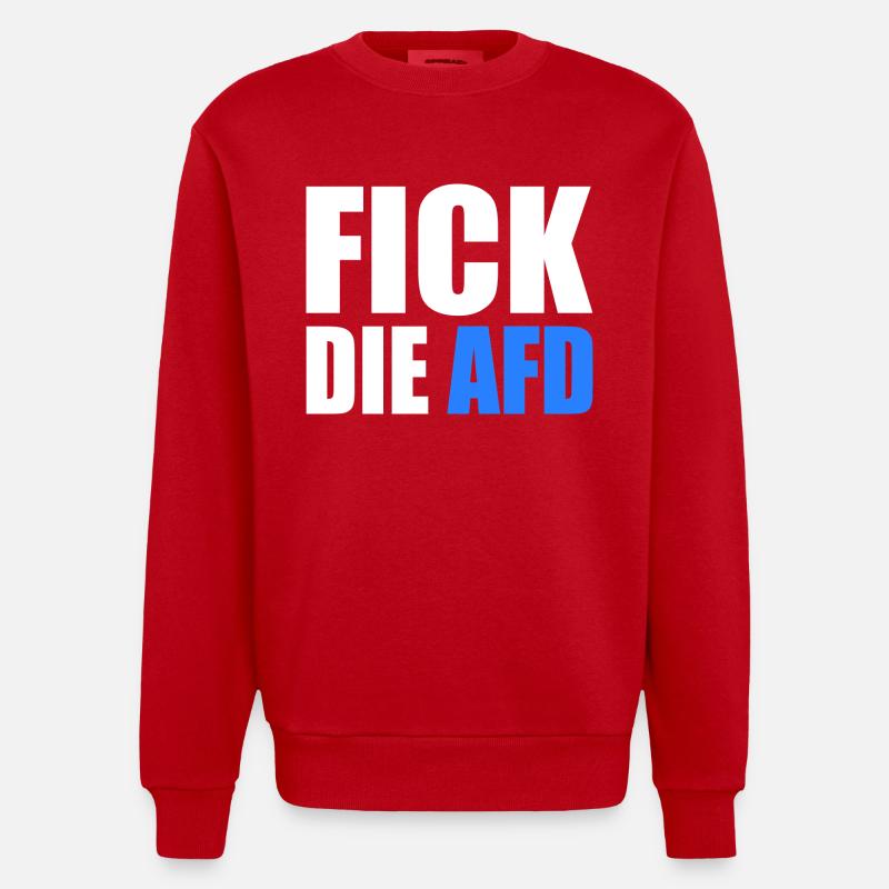 Fick die afd - Heavyweight Oversized Organic Crew Neck Made in EU - Rot