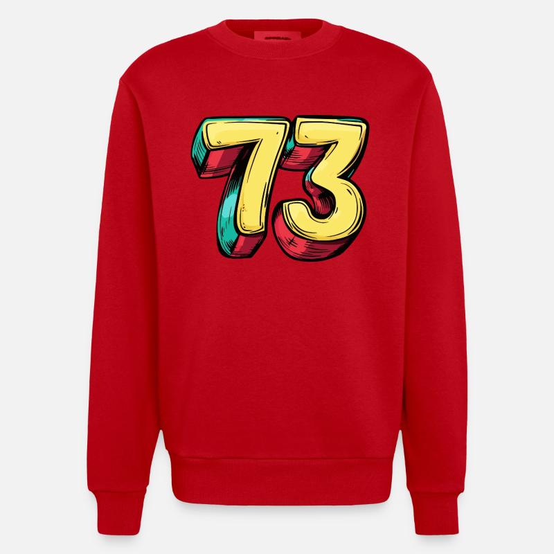 73 Number Comic - Heavyweight Oversized Organic Crew Neck Made in EU - red