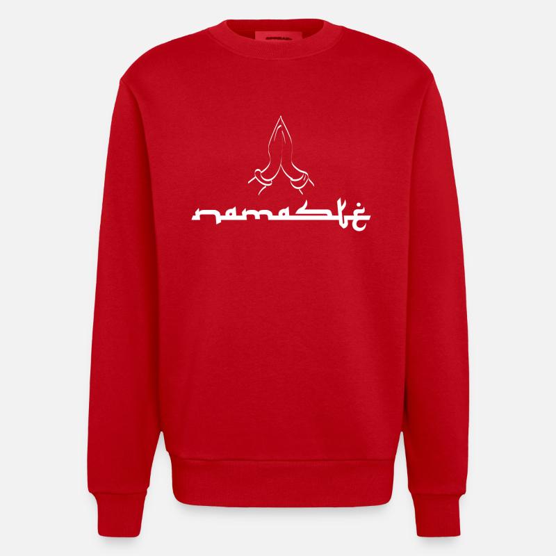 Namasté Mudra Geste Grußform - Heavyweight Oversized Organic Crew Neck Made in EU - Rot